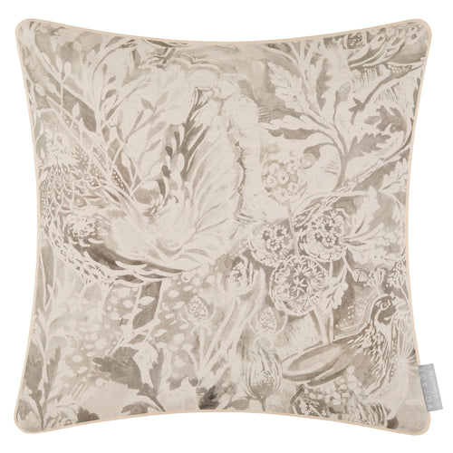 Woodland Beige Cushions - Rothesay Printed Piped  Feather Filled Cushions Nut Voyage Maison