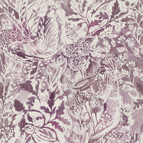 Woodland Purple Fabric - Rothesay Printed Cotton Fabric (By The Metre) Damson Voyage Maison