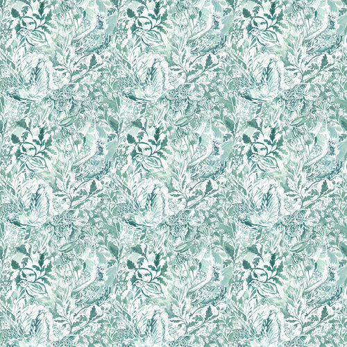 Floral Green Fabric - Rothesay Printed Cotton Fabric (By The Metre) Robins Egg Voyage Maison