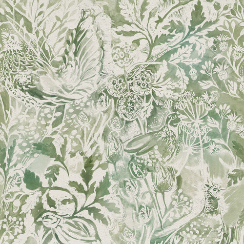 Floral Green Fabric - Rothesay Printed Cotton Fabric (By The Metre) Meadow Voyage Maison