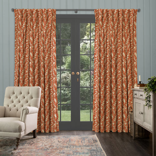 Floral Orange M2M - Rowan Printed Made to Measure Curtains Amber Voyage Maison