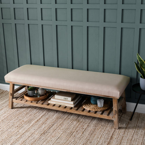 Plain Cream Furniture - Rupert  Bench Tivoli Linen Additions