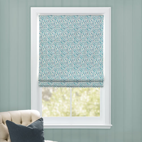 Abstract Blue M2M - Saana Printed Cotton Made to Measure Roman Blinds Teal Voyage Maison