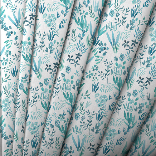 Abstract Blue M2M - Saana Printed Cotton Made to Measure Curtains Teal Voyage Maison