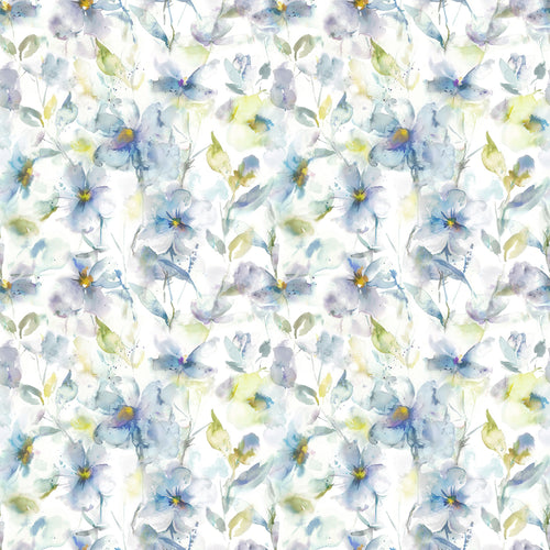 Floral Blue Fabric - Samarinda Printed Cotton Fabric (By The Metre) Pacific/Natural Voyage Maison