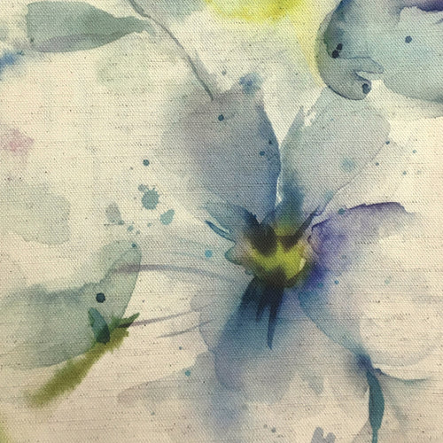 Floral Blue Fabric - Samarinda Printed Cotton Fabric (By The Metre) Pacific Natural Voyage Maison