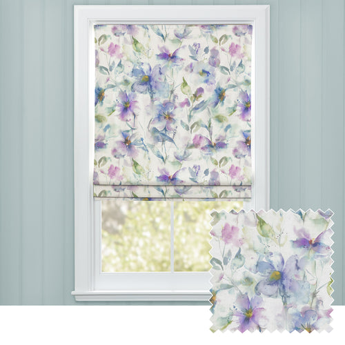 Floral Purple M2M - Samarinda Printed Cotton Made to Measure Roman Blinds Violet Voyage Maison