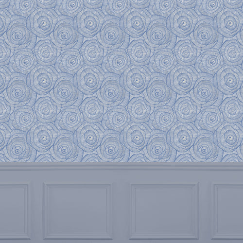 Floral Blue Wallpaper - Sanur  1.4m Wide Width Wallpaper (By The Metre) Indigo Voyage Maison
