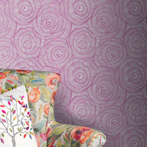 Floral Pink Wallpaper - Sanur  1.4m Wide Width Wallpaper (By The Metre) Peony Voyage Maison