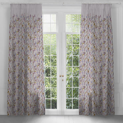 Floral Purple Curtains - Saroma Printed Pencil Pleat Curtains Ironstone Voyage Maison