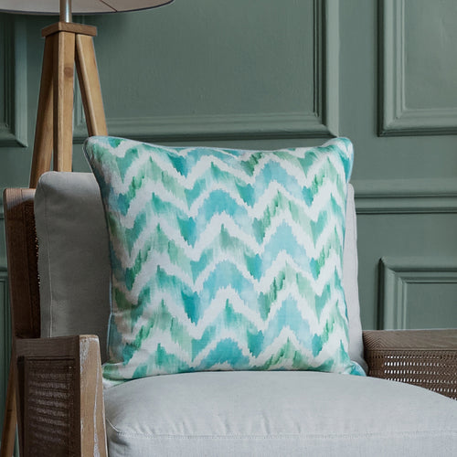Geometric Green Cushions - Savannah Printed Feather Filled Cushion Isla Additions