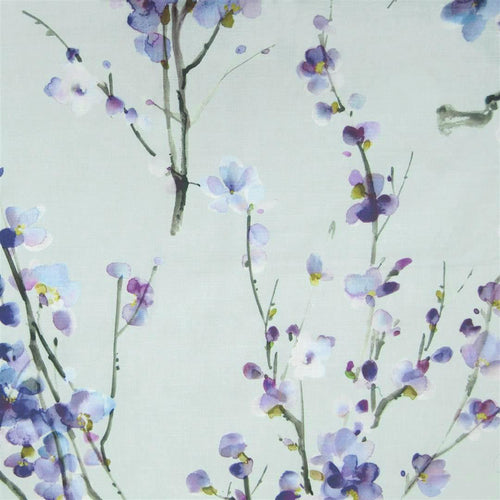 Floral Blue Fabric - Saville Printed Cotton Fabric (By The Metre) Violet/Duck Egg Voyage Maison