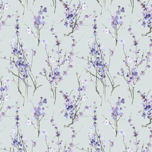 Floral Blue Fabric - Saville Printed Cotton Fabric (By The Metre) Violet/Duck Egg Voyage Maison