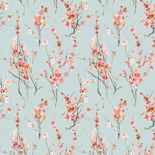 Floral Blue Fabric - Saville Printed Cotton Fabric (By The Metre) Russett Voyage Maison