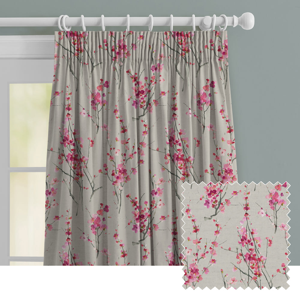 Saville Blossom Printed Made to Measure Curtains | Cream M2M