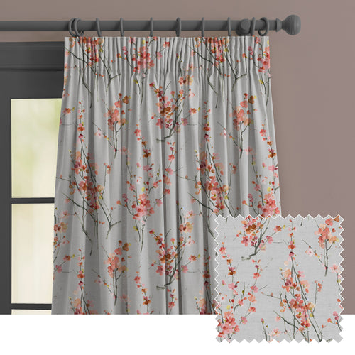 Floral Orange M2M - Saville Printed Made to Measure Curtains Stone Voyage Maison