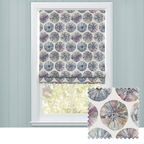 Abstract Purple M2M - Sea Urchin Printed Cotton Made to Measure Roman Blinds Abalone Voyage Maison