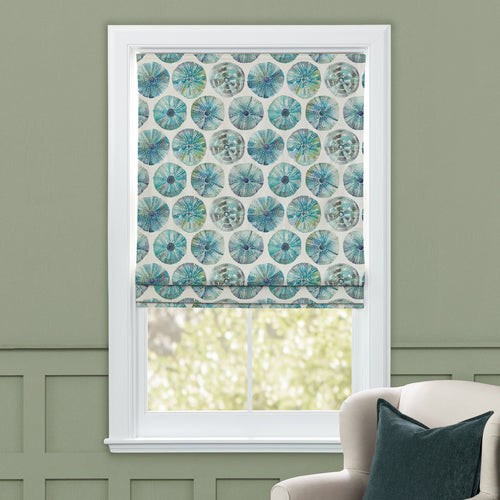 Abstract Blue M2M - Sea Urchin Printed Cotton Made to Measure Roman Blinds Kelpie Voyage Maison