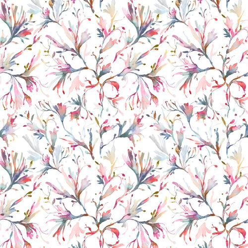 Floral Pink Fabric - Seaweed Printed Cotton Fabric (By The Metre) Abalone Voyage Maison