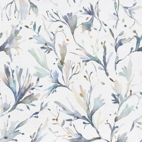 Floral Grey Fabric - Seaweed Printed Cotton Fabric (By The Metre) Slate Voyage Maison