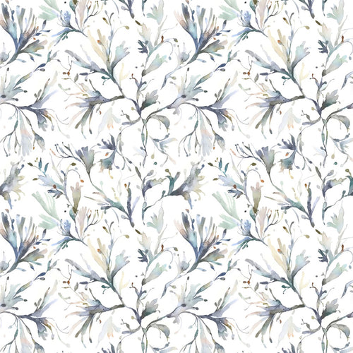Floral Grey Fabric - Seaweed Printed Cotton Fabric (By The Metre) Slate Voyage Maison