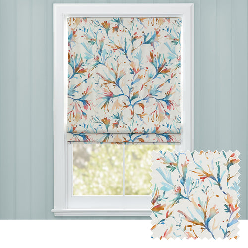 Floral Blue M2M - Seaweed Printed Cotton Made to Measure Roman Blinds Cobalt Voyage Maison