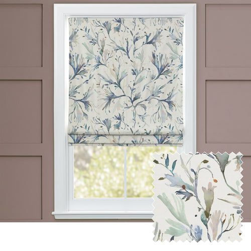 Floral Grey M2M - Seaweed Printed Cotton Made to Measure Roman Blinds Slate Voyage Maison