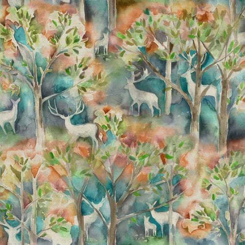 Animal Orange Fabric - Seneca Forest Printed Cotton Fabric (By The Metre) Autumn Voyage Maison
