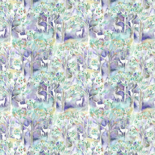 Animal Purple Fabric - Seneca Forest Printed Cotton Fabric (By The Metre) Winter Voyage Maison