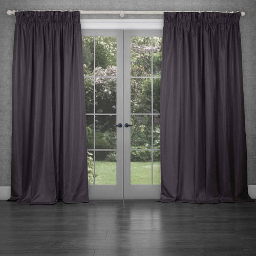 Plain Purple Curtains - Sereno Woven Pencil Pleat Curtains Damson Voyage Maison