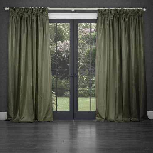 Plain Green Curtains - Sereno Woven Pencil Pleat Curtains Grass Voyage Maison
