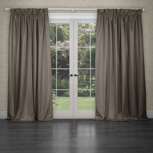 Plain Brown Curtains - Sereno Woven Pencil Pleat Curtains Mink Voyage Maison
