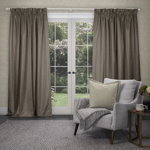Voyage Maison Sereno Woven Pencil Pleat Curtains in Mink