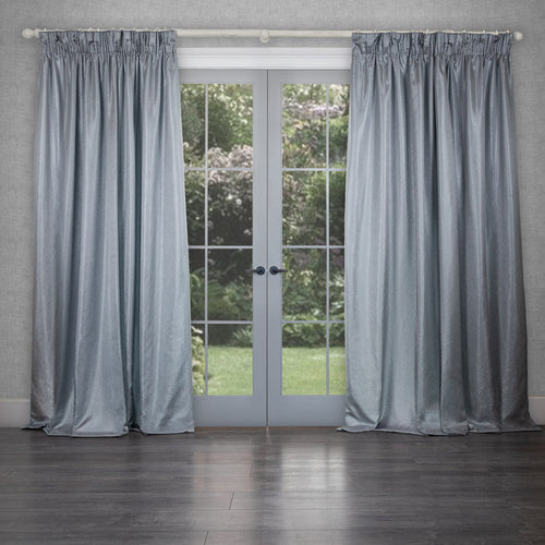Plain Grey Curtains - Sereno Woven Pencil Pleat Curtains Silver Voyage Maison