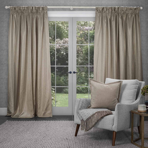 Voyage Maison Sereno Woven Pencil Pleat Curtains in Truffle