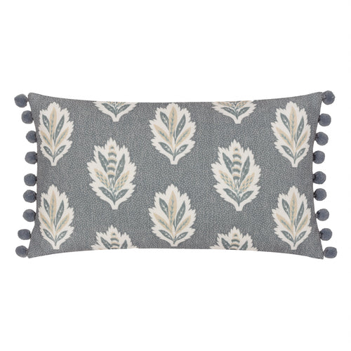 Woodland Blue Cushions - Sessile Leaf Printed Feather Rich Filled Cushion Delph Blue Sanderson