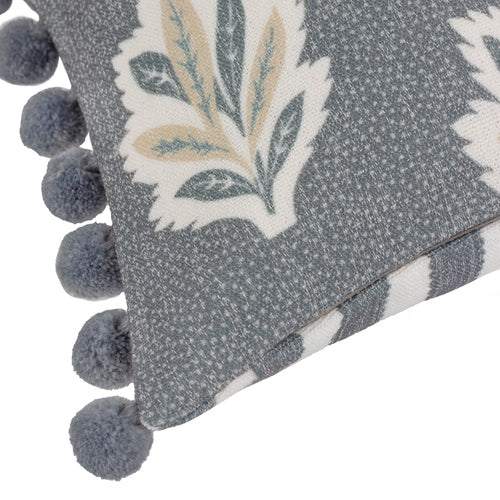 Woodland Blue Cushions - Sessile Leaf Printed Feather Rich Filled Cushion Delph Blue Sanderson