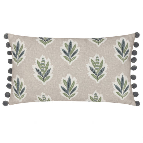 Woodland Beige Cushions - Sessile Leaf Printed Feather Rich Filled Cushion Flax Sanderson