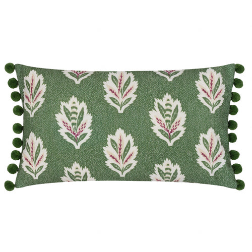 Woodland Green Cushions - Sessile Leaf Printed Feather Rich Filled Cushion Leaf Green Sanderson