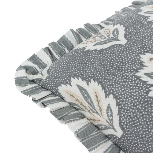 Floral Blue Cushions - Sessile Leaf Ruffle Feather Rich Filled Cushion Delph Blue Sanderson