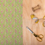 Seville Printed Cotton Poplin Apparel Fabric (By The Metre) Blossom/Lime