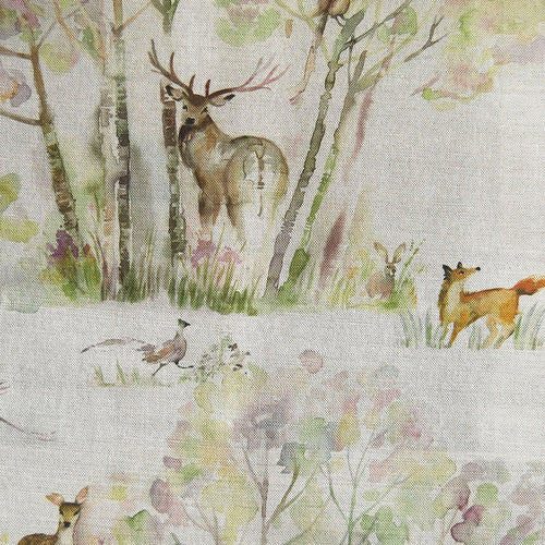 Animal Cream Fabric - Sherwood Forest Printed Cotton Fabric (By The Metre) Beige Voyage Maison