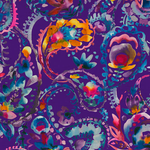  Samples - Shrabana Carnival Crafting Printed Fabric Sample Swatch Amethyst Voyage Maison