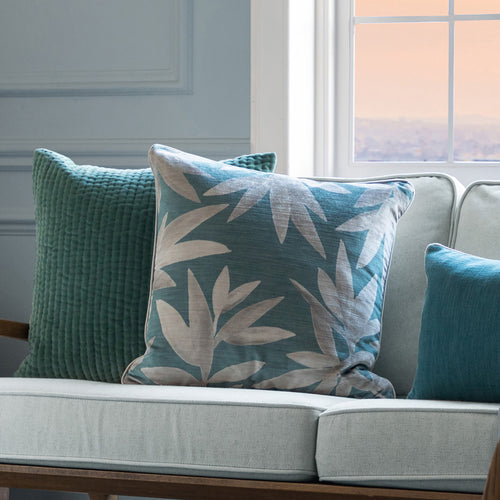 Floral Blue Cushions - Silverwood Velvet Feather Filled Cushion River Additions