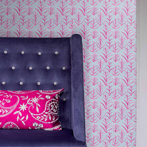Floral Pink Wallpaper - Simba  1.4m Wide Width Wallpaper (By The Metre) Raspberry Voyage Maison