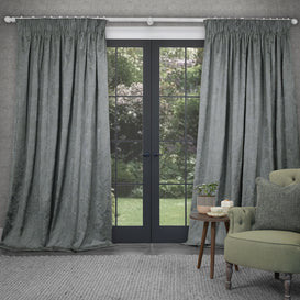 Voyage Maison Sitara Embroidered Pencil Pleat Curtains in Lead