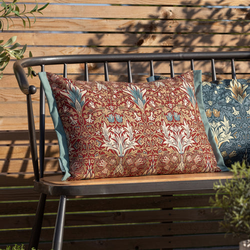 Floral Red Cushions - Snakeshead Printed Outdoor Polyester Filled Cushion Berry/Natural Morris & Co