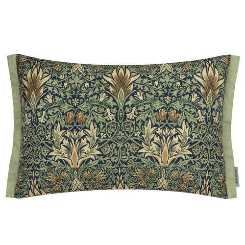 Floral Blue Cushions - Snakeshead Printed Outdoor Polyester Filled Cushion Indigo/Leaf Green Morris & Co