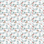 Snowy Song Printed Cotton Fabric (By The Metre) White
