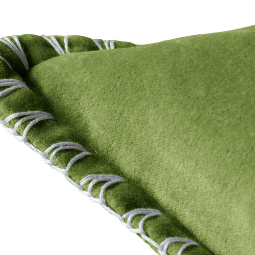 Additions Stitch Embroidered Feather Cushion in Grass